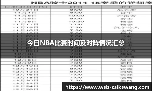 今日NBA比赛时间及对阵情况汇总